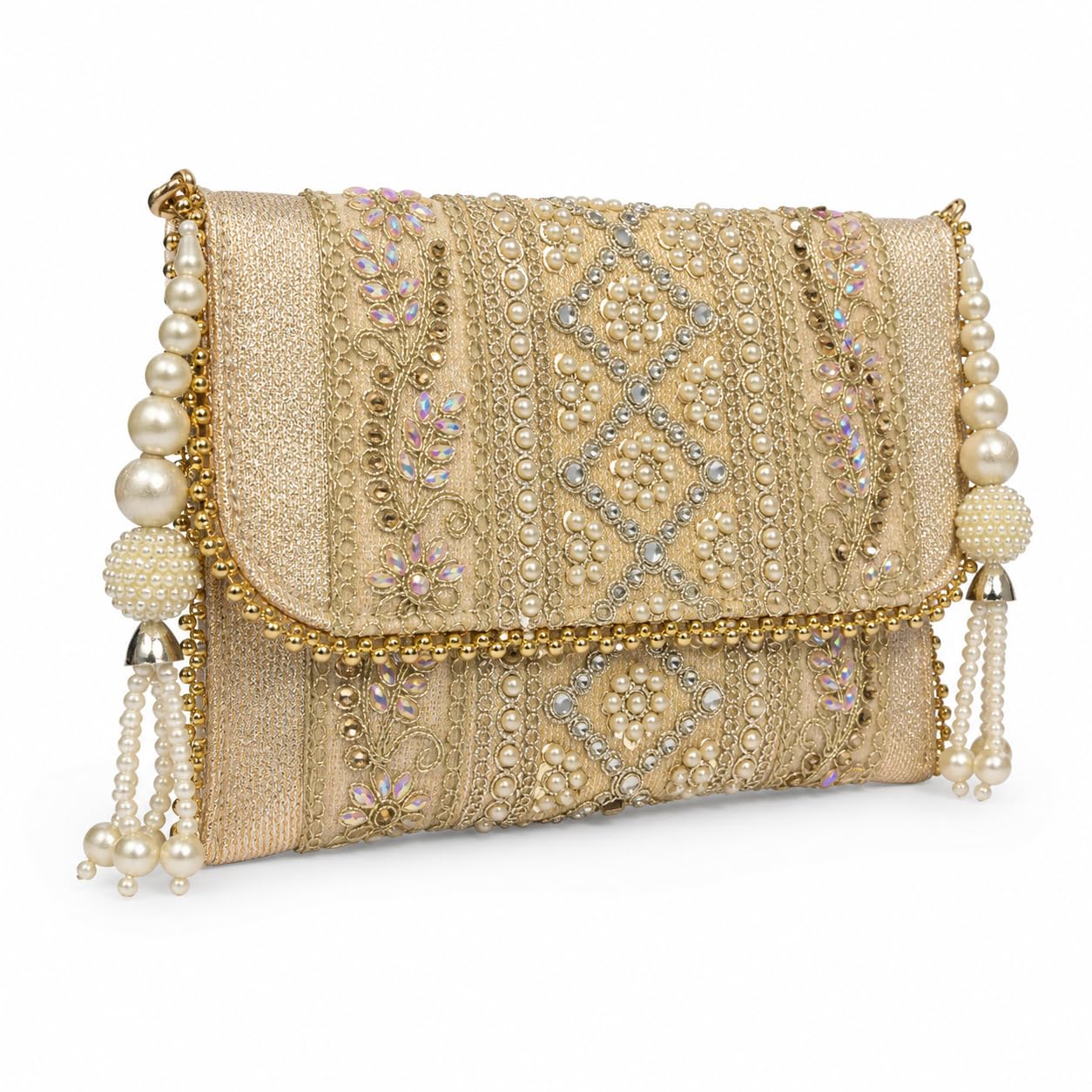 italigs Gold Evening Bag for Women Bridal Hand Bags Diamond Pattern Pearl Purse Wedding Ladies Purses Women's Handbags Wristlet Accessory Silver Beige Elegant Hand Purse-picture-45