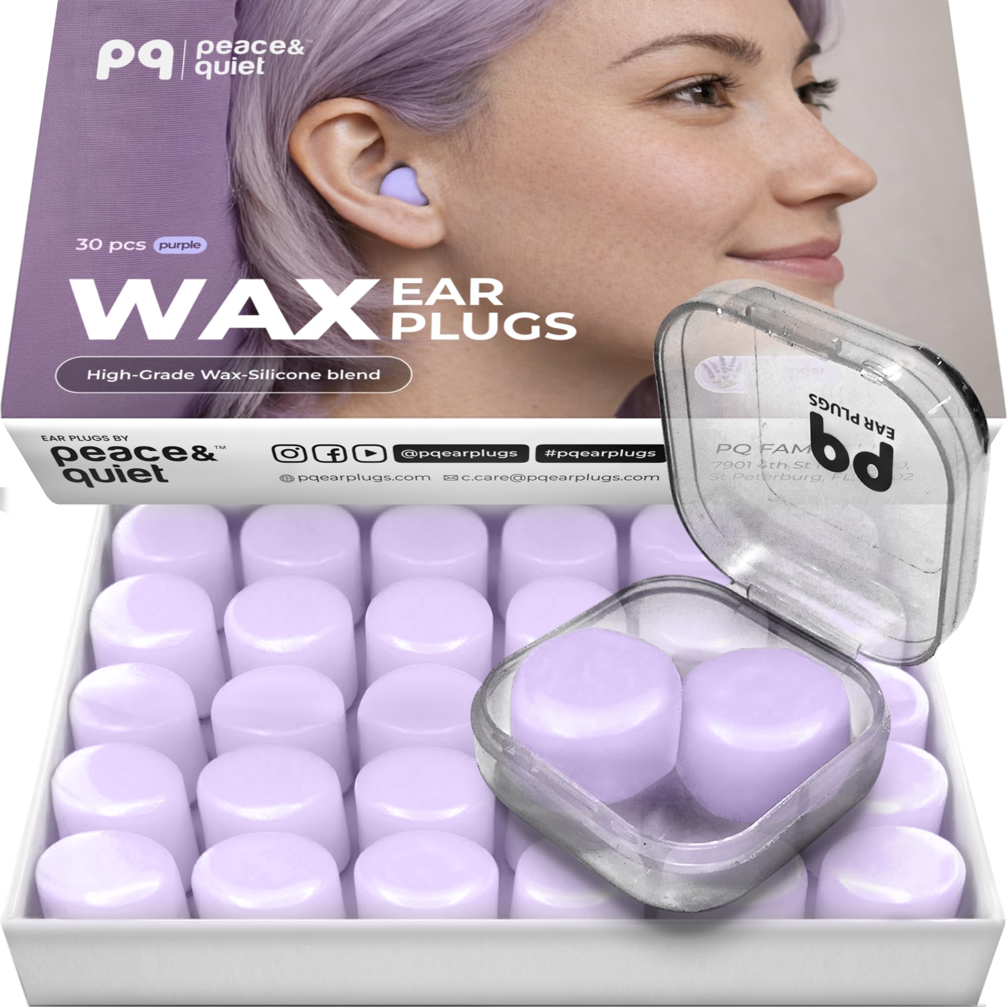 Peace&Quiet PQ Wax Earplugs for Sleep, Silicone Ear Plugs, Blue, 30 Ct — Amazon image 10