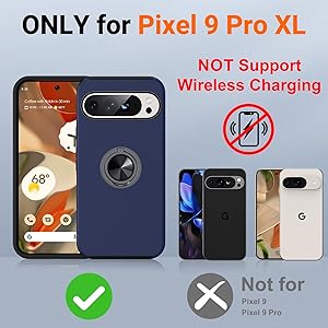 JAME for Google Pixel 9 Pro XL Case, Slim Fit Phone Cover with Metal Ring Holder Kickstand Stand, Dual Layer Military Grade Shockproof Protective Phone Case for Google 9 Pro XL 6.8", Blue