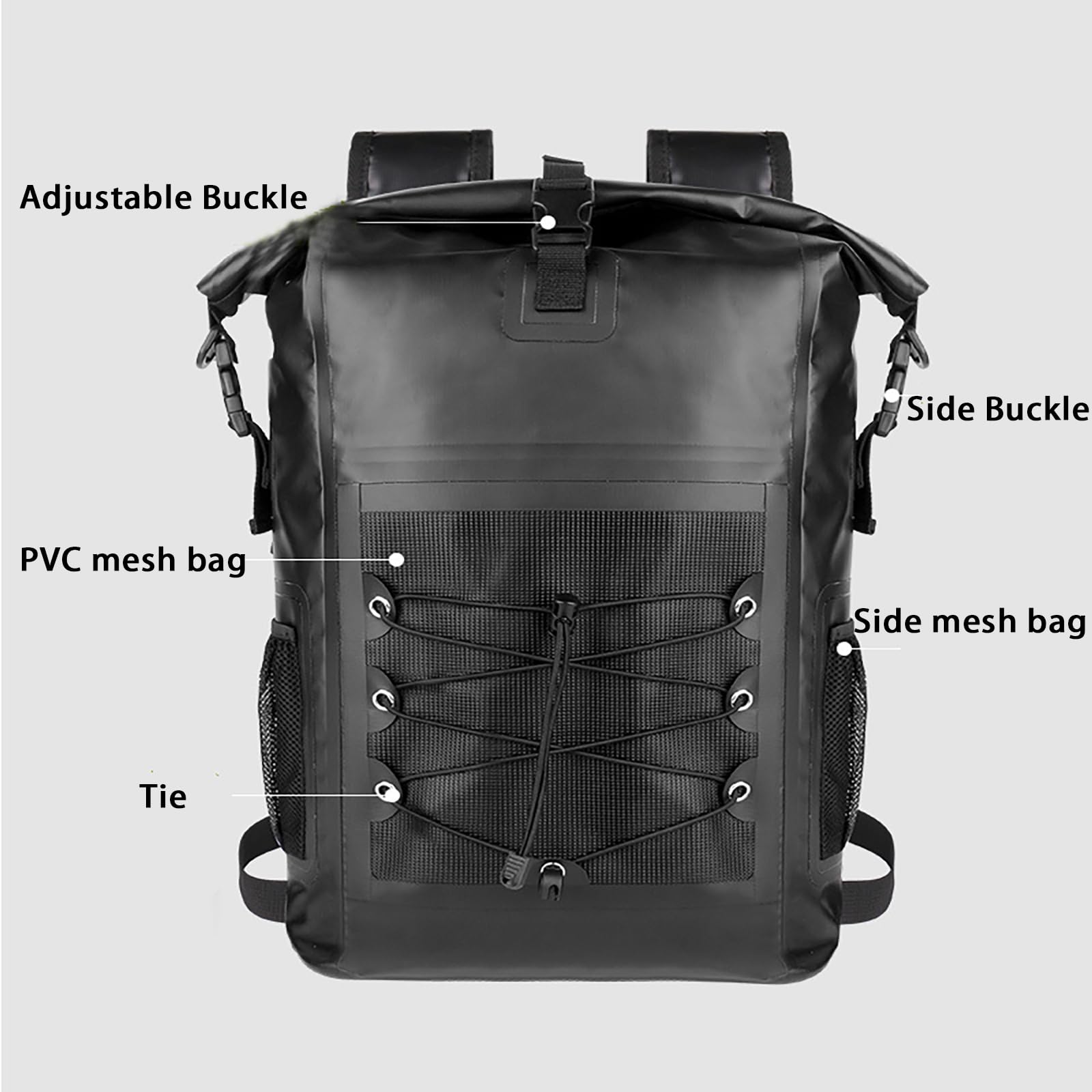 Zaino impermeabile da 25 litri, zaino da trekking leggero da viaggio per uomo e donna, campeggio, passeggiate, ciclismo, arrampicata, sport, Nero , 42 * 25 * 76cm
