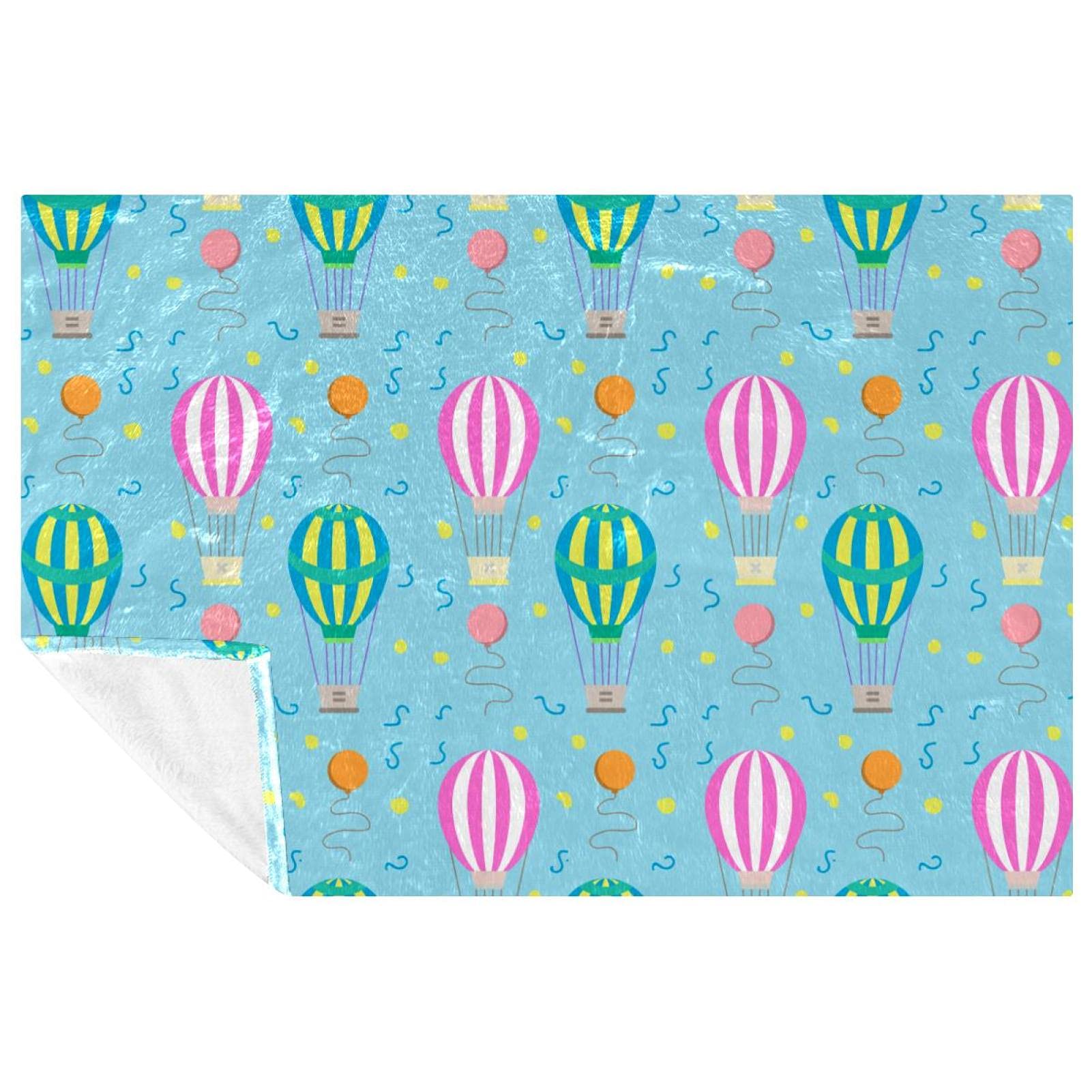 Couverture douce et chaude 150x100 cm à motif montgolfières haute isolation