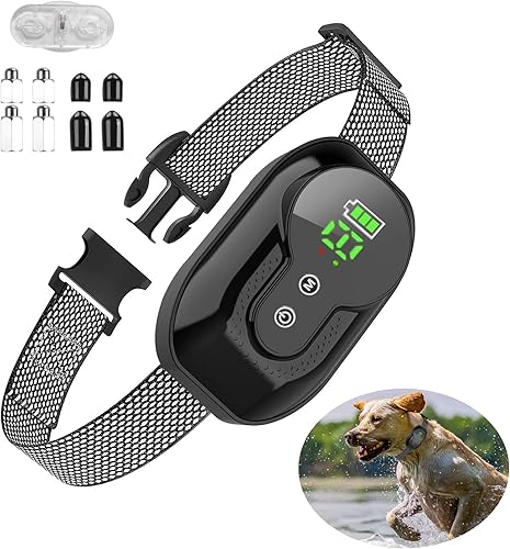 KOCASO - Collar de ladrido para perros grandes, medianos y pequeños, collar de entrenamiento para perros con 5 golpes de vibración de intensidad