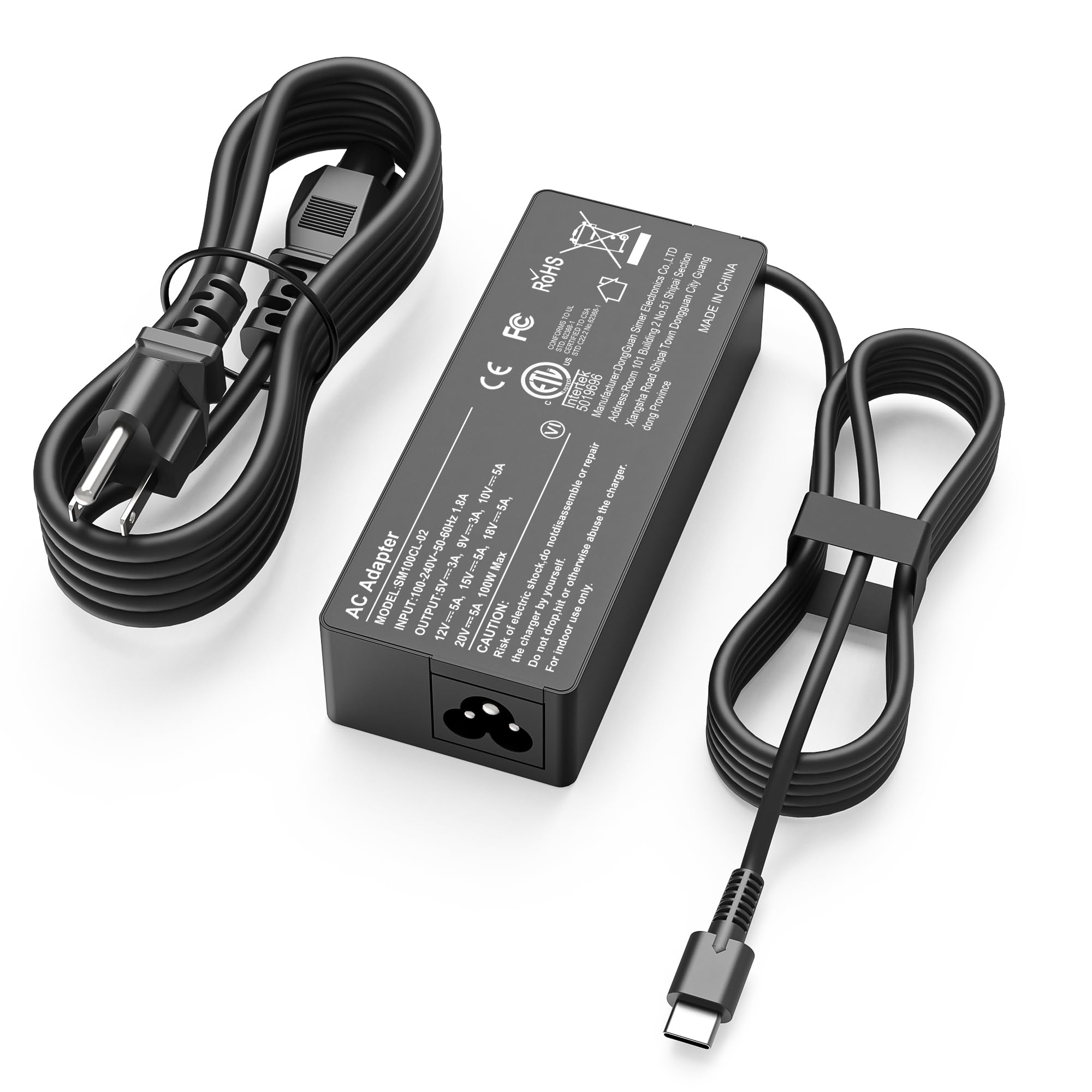 TUXIFPKU USB C Laptop Charger 100W Type C Charger Fast Charging Compatible with Lenovo ThinkPad Mac Book HP Dell Asus Acer Google MSI ROG Ally Steam