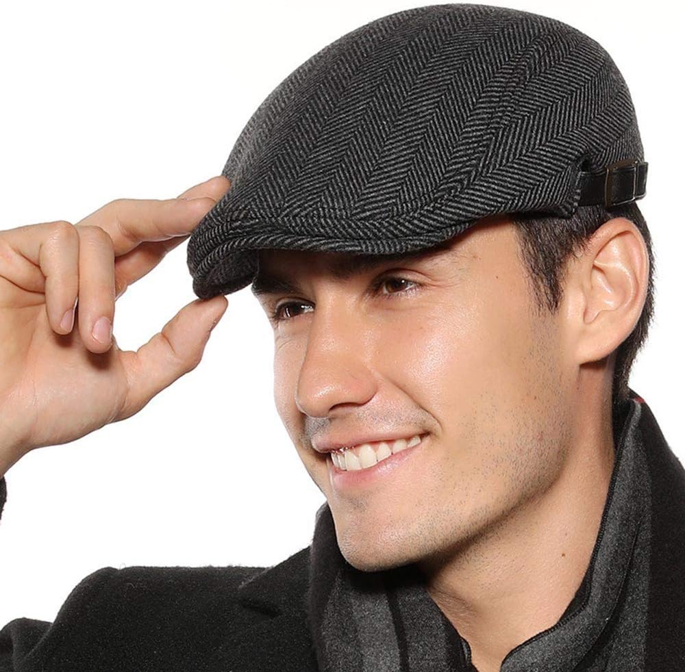Mens Newsboy Cap Winter Beret Hat Cabbie Flat Cap