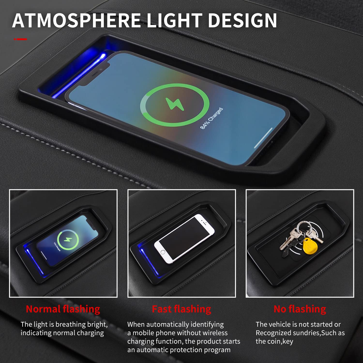 Xipoo Fit Chevrolet Silverado GMC Sierra Wireless Charger Tray Center