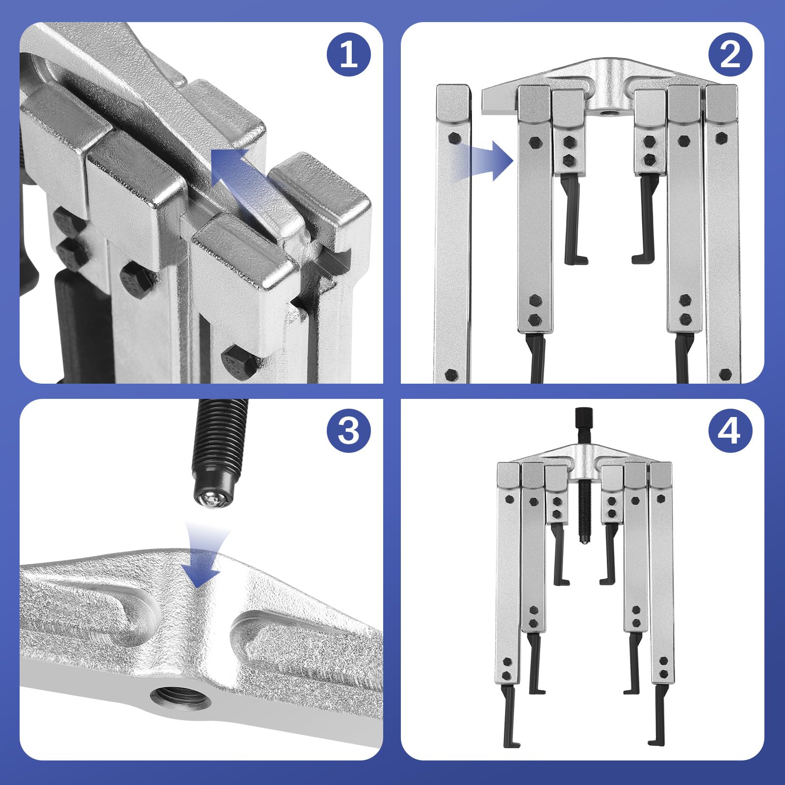 XIIW Kit 13X Estrattore Cuscinetti Interni 2 e 3 Ganasce Regolabil 45-135mm | Separatori Cuscinetti Set Ruota e Ingranaggi con 2/3 Bracci Universale, Attrezzo di Rimozione Volani Motore Moto Auto Robuste