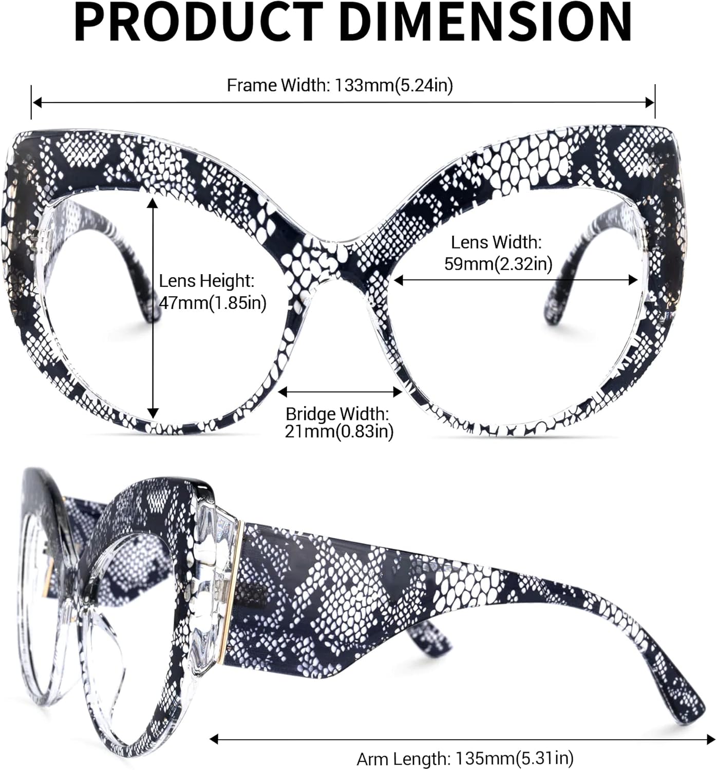 VOOGLAM Voogueme Cat Eye Blue Light Blocking Glasses For Women Oversize Fashion Glasses Anti UV Eyestrain Eyewear VFP0183