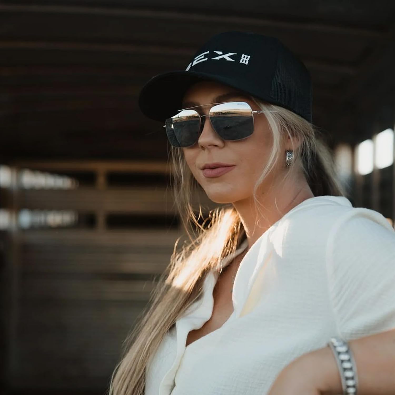 BEX OG Cap Men's Premium Trucker Hat - 6 Panel Cotton Twill Snapback with TPU Logo, Polyester Mesh Back, Buckram Structured Crown, Adjustable Fit