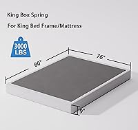 Vista 3 de juego de somier y funda tamaño King, base de metal de perfil alto de 9 pulgadas, base de colchón de estructura resistente, libre de ruido