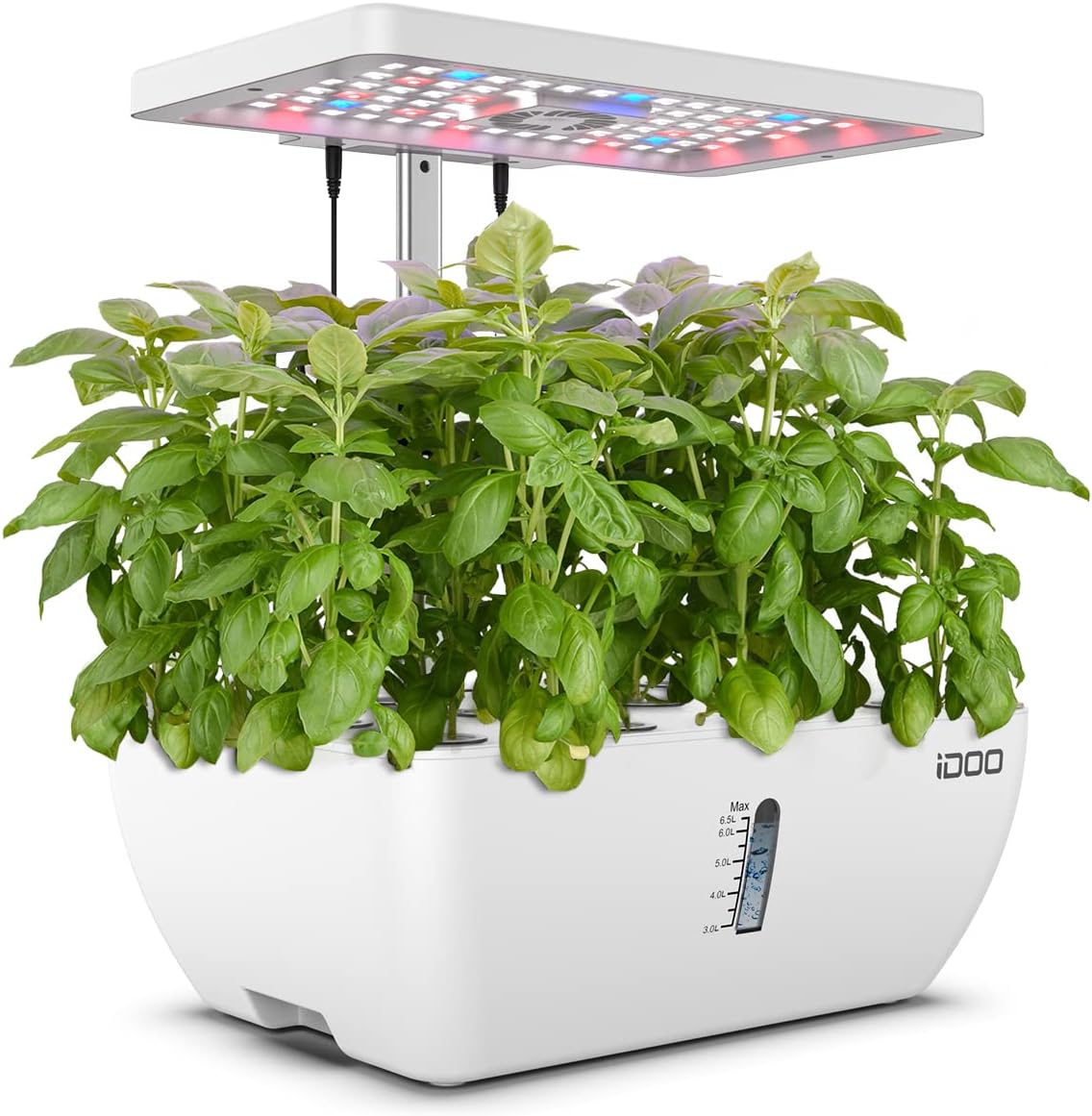 iDOO 12 Pods Hydroponics Growing System with 6.5L Water Tank, Hydro Indoor Herb Garden Up to 14.5", Plant Germination Kit with Pump System, Fan, Grow Light for Home Kitchen Countertop Gardening, White