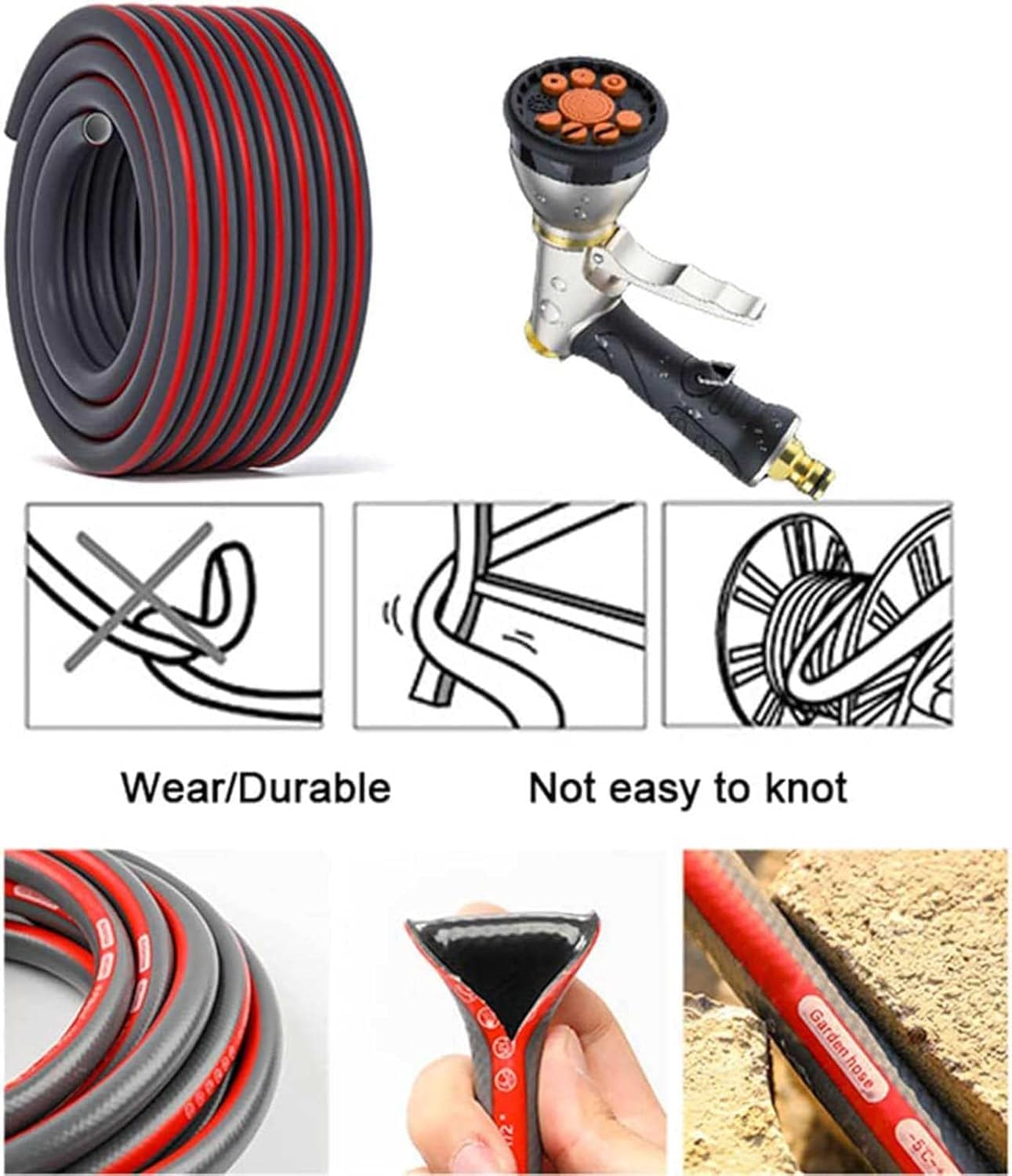 EPANO LXXW Carrete para Manguera Carrete de Manguera de Pared for jardín, Soporte de Acero Inoxidable con manivela, Soporte for mangueras(Rack+20m Hose)