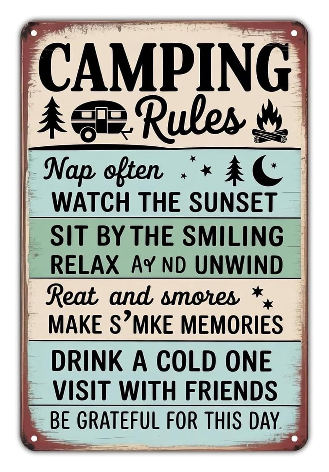 PKNVKZIDK Camper Van Life Vintage Tin Sign Rustic Camping Humor Wall Decor For RV Enthusiasts Or Cabin Owners 8 x 12 inch