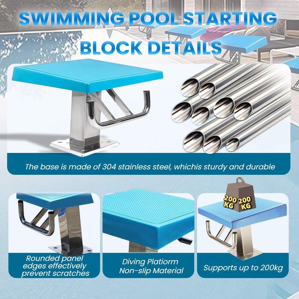 Tavola da immersione professionale resistente, in acciaio inox, superficie antiscivolo, piattaforma per immersioni carico 200 kg per competizioni in piscina