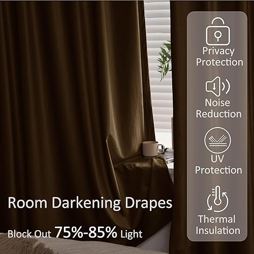 Miniatura 5 de Fcosie Paneles de cortina de terciopelo extra largos y extraanchos para oscurecer la habitación, con ojales, cortinas altas para sala de estar,