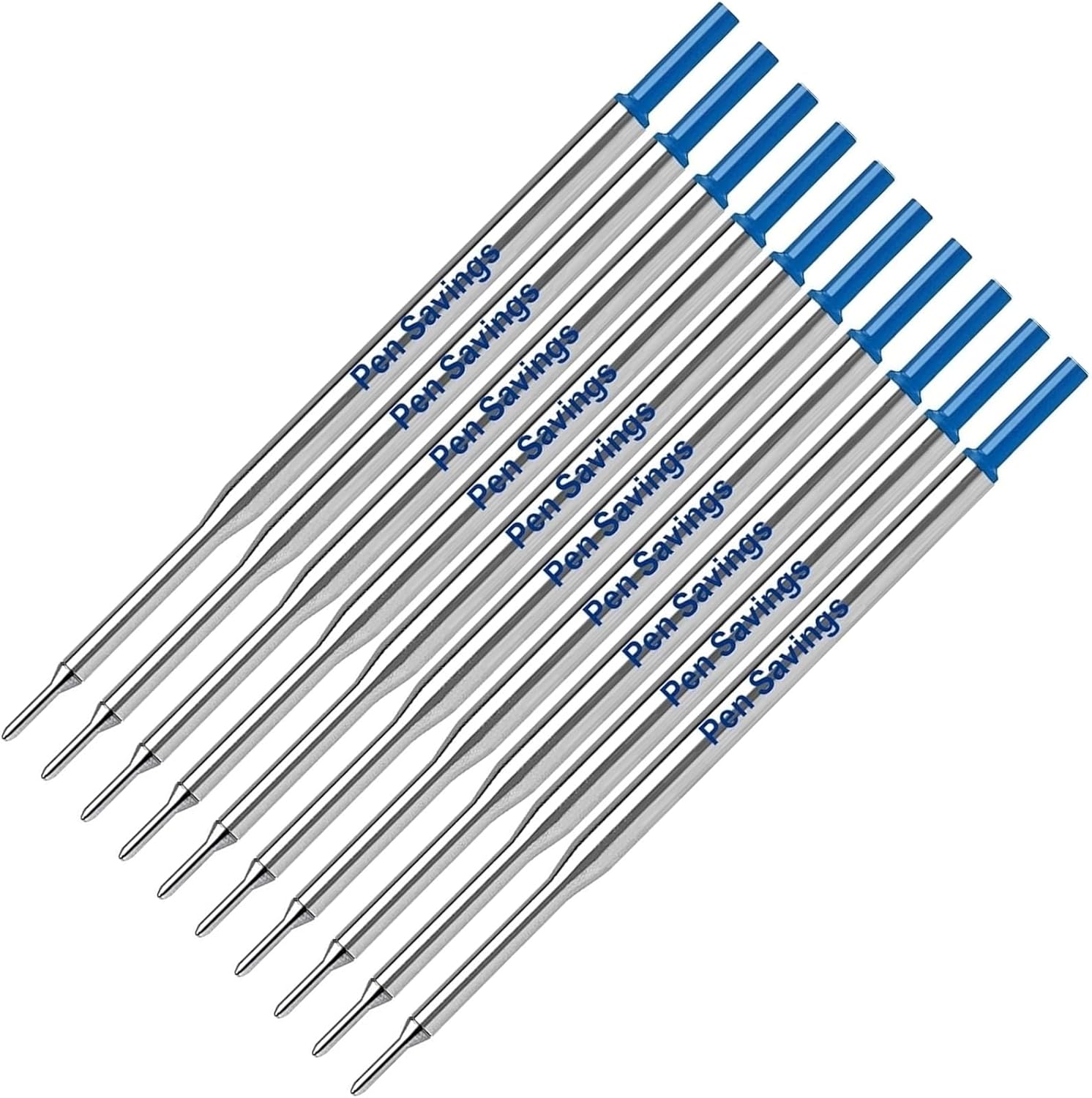 10 Pen Savings Ballpoint Pen Refills Compatible with Papermate Lubriglide, Aspire, PhD Pens, Medium Point, Bulk Packed (Blue)