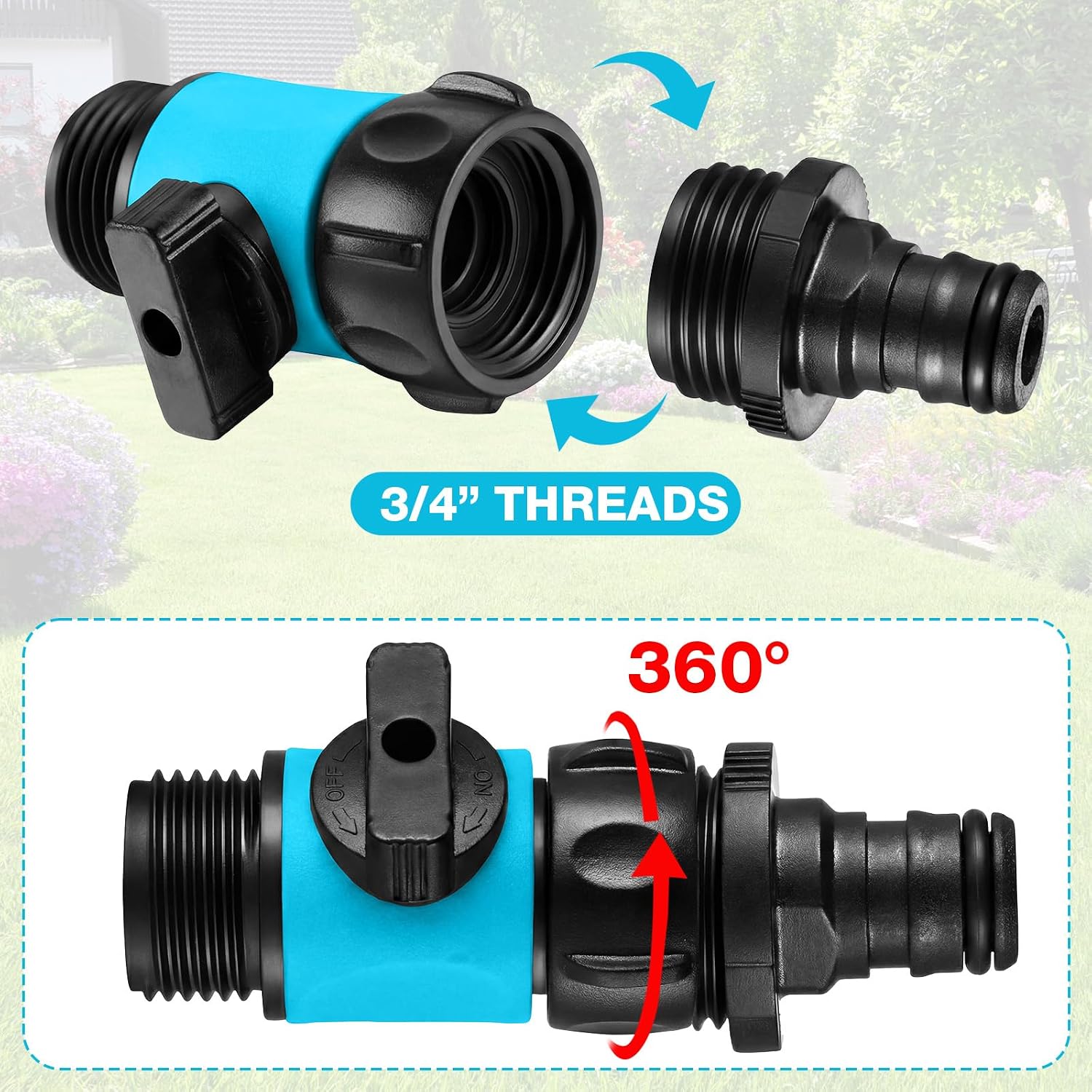 Hotop 12 Pcs Garden Hose Shut Off Valve, 3/4 Inch Plastic Valve,Blue image 3