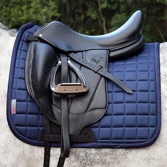 Horse Dressage Saddle Pad   Far Infrared Ceramic Lining   Protechmasta Airmesh - Navy Blue - Full