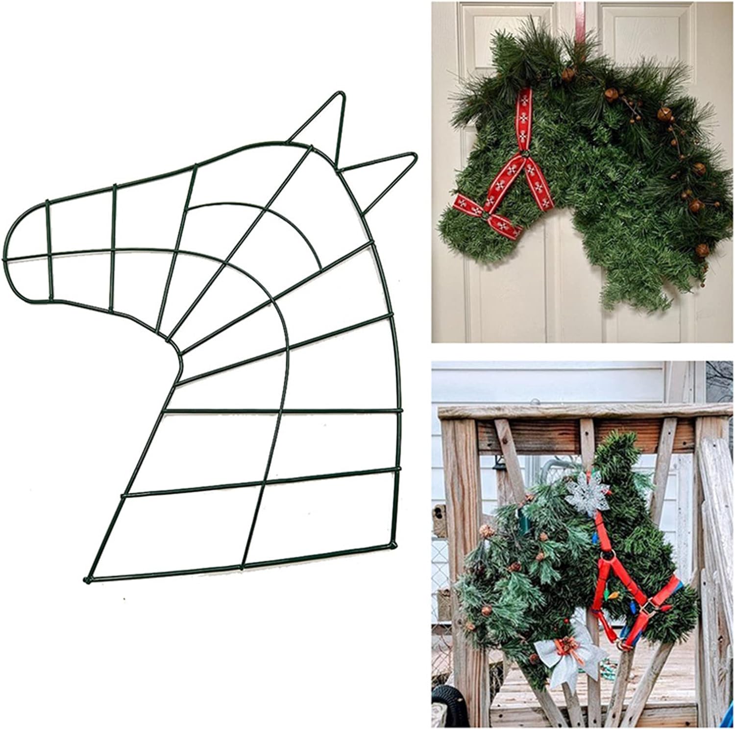 Horse Head Wreath Frame Metal Florals Hoop Flower for Wedding Party Supplies Valentines Day Decoration Metal Hoop Wreath