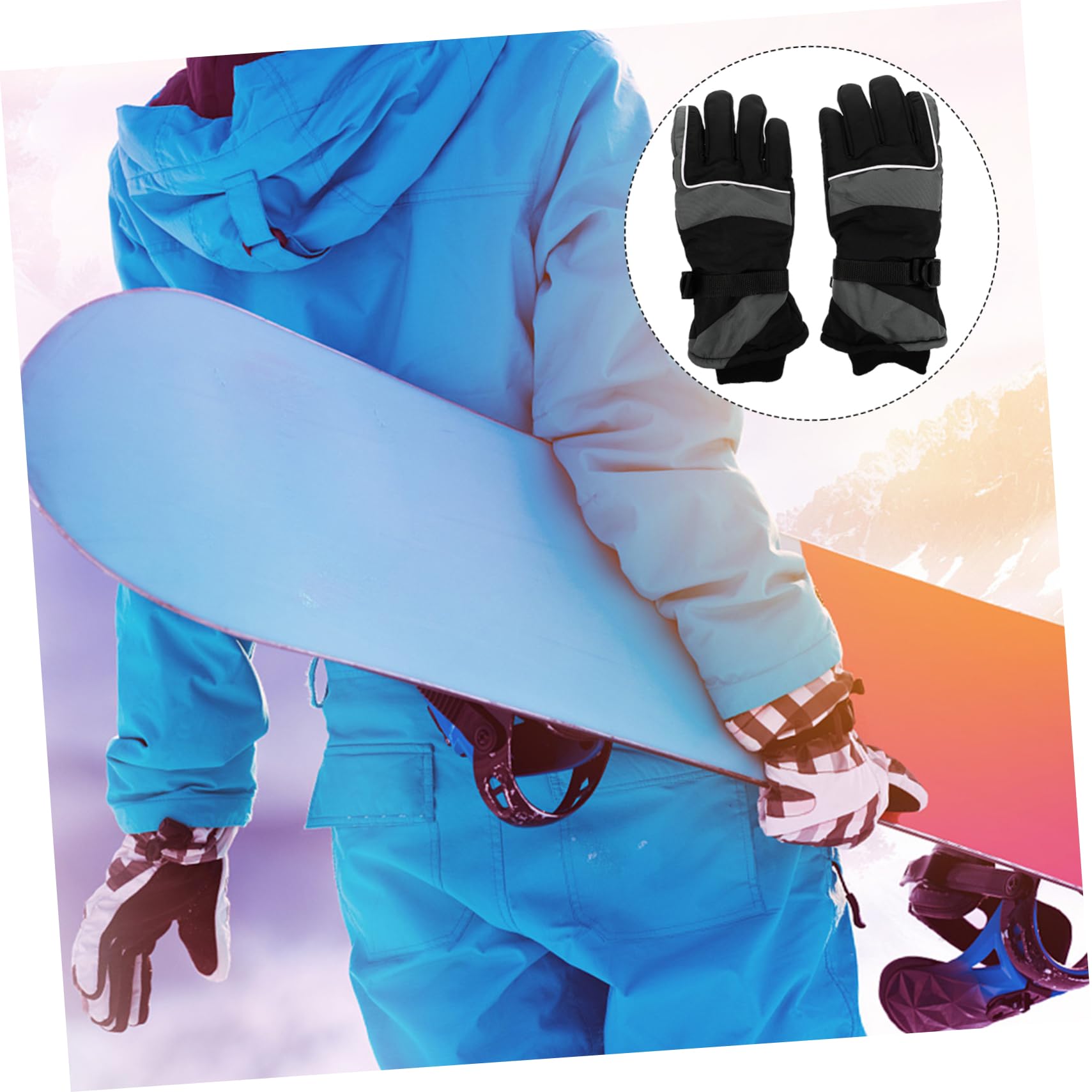 Didiseaon 2 Pairs Men's Snow Gloves Winter Cycling Gloves Water-resistant Lost Button Design for Safety