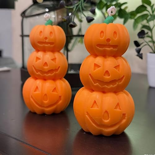 Miniatura 5 de Molde de vela de calabaza de Halloween, molde de silicona de calabaza de terror 3D, molde de silicona reutilizable adecuado para velas de bricolaje,