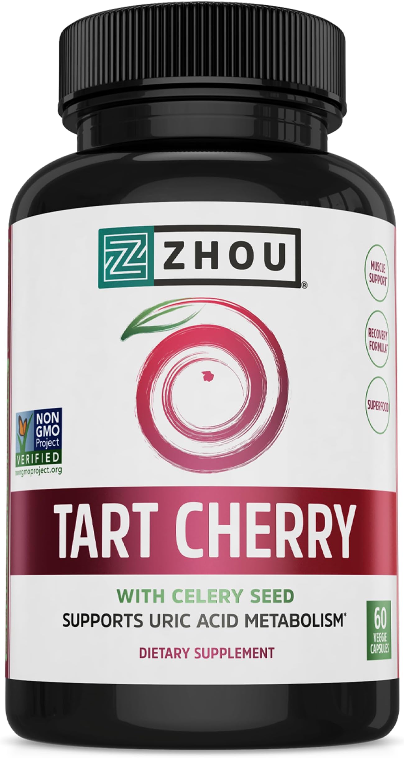 Tart Cherry Extract Plus Celery Seed - Tart Cherry Capsules for Men & Women, Muscle Recovery and Uric Acid Metabolism Support - 1000 mg Per Pill - 30 Servings, 60 Veggie Capsules (Pack of 1)