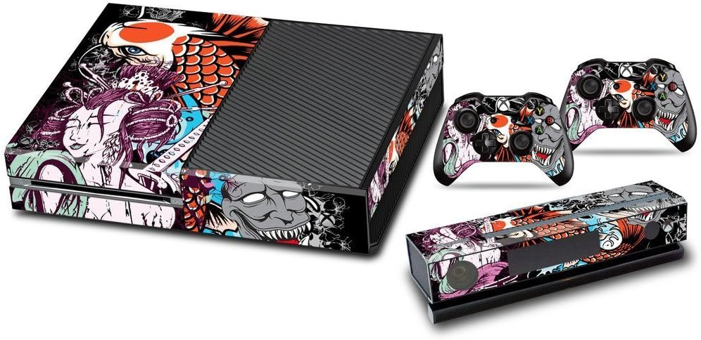 Designer Skin Sticker for the Xbox One Console With Two Wireless Controller Decals- Tsunami