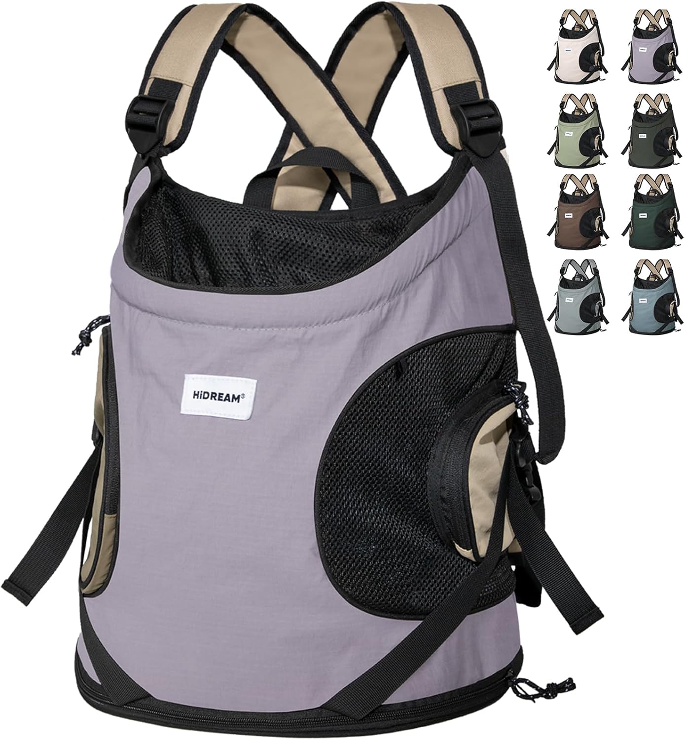 ETIAL Pet Dog Cat Carrier Front Chest Backpack, Hands Free Cross Shoulder Sling Bag with Padded Bottom & Safety Strap for Puppy Kitten Travel Hiking and Outdoor Use (8-18lbs,Grey)