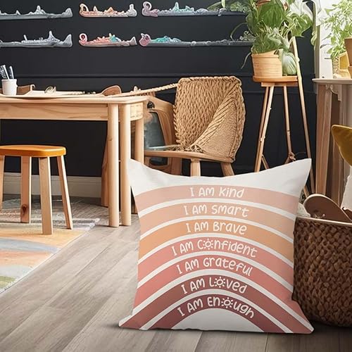 Miniatura 4 de QIYUHOY Fundas de almohada de otoño para aula, diseño de arcoíris, centro de libros, decoración de esquina para sala de juegos, funda de almohada