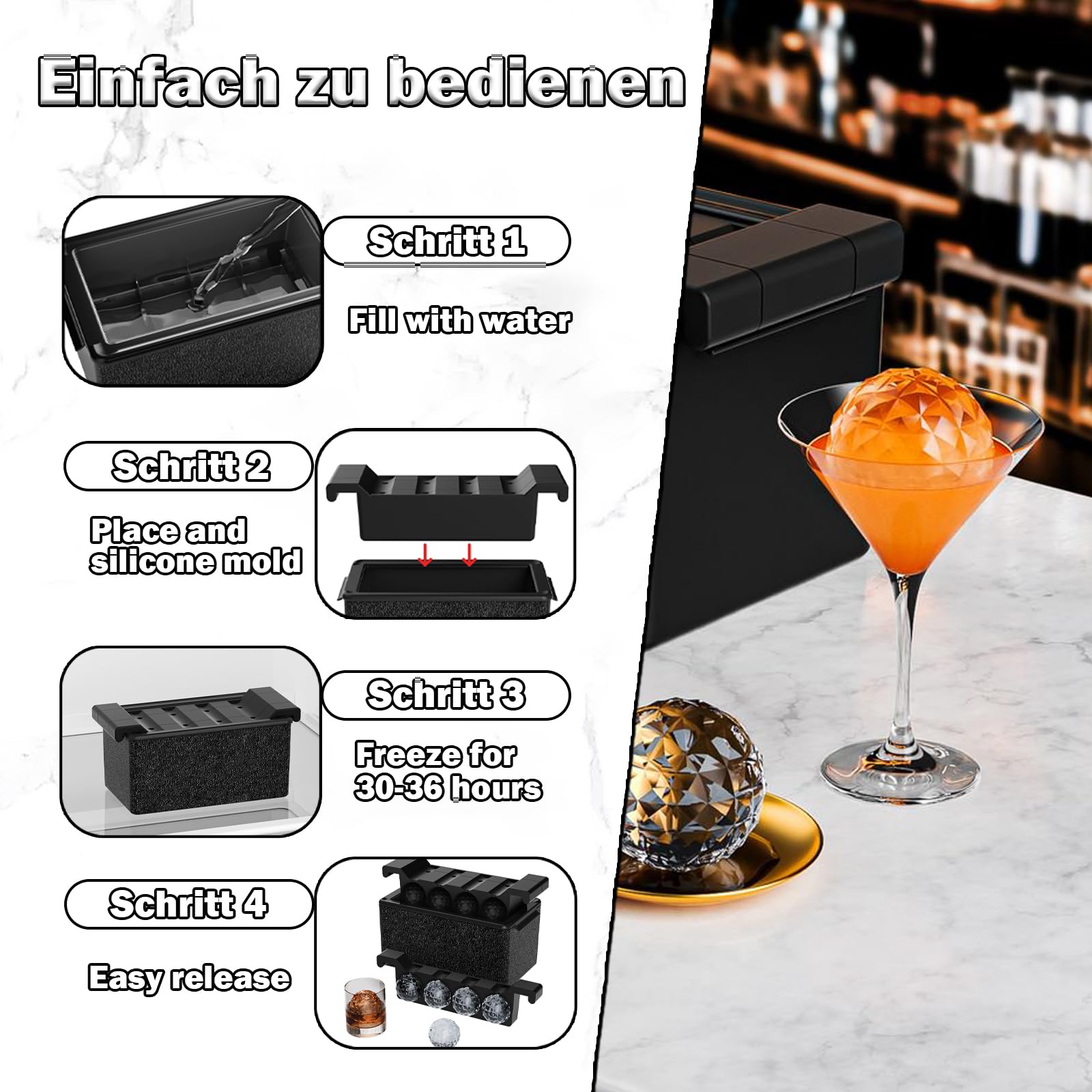 Cubitera de silicona transparente con tapa, 6 cm, redonda, reutilizable, para whisky, cócteles, vino, cerveza y bebidas (8 bolas)