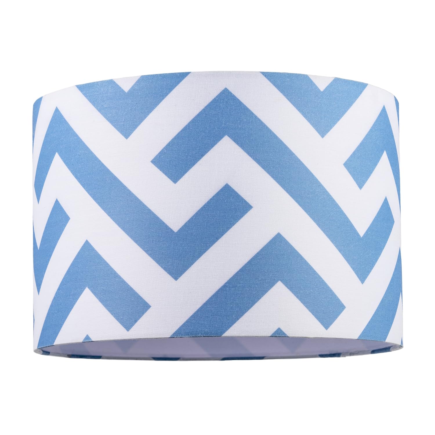Happy Homewares Unisex Baby Blue Contemporary Sky Blue Fabric Lamp Shade With Geometric Chevron Pattern In | Size: 12 Inches