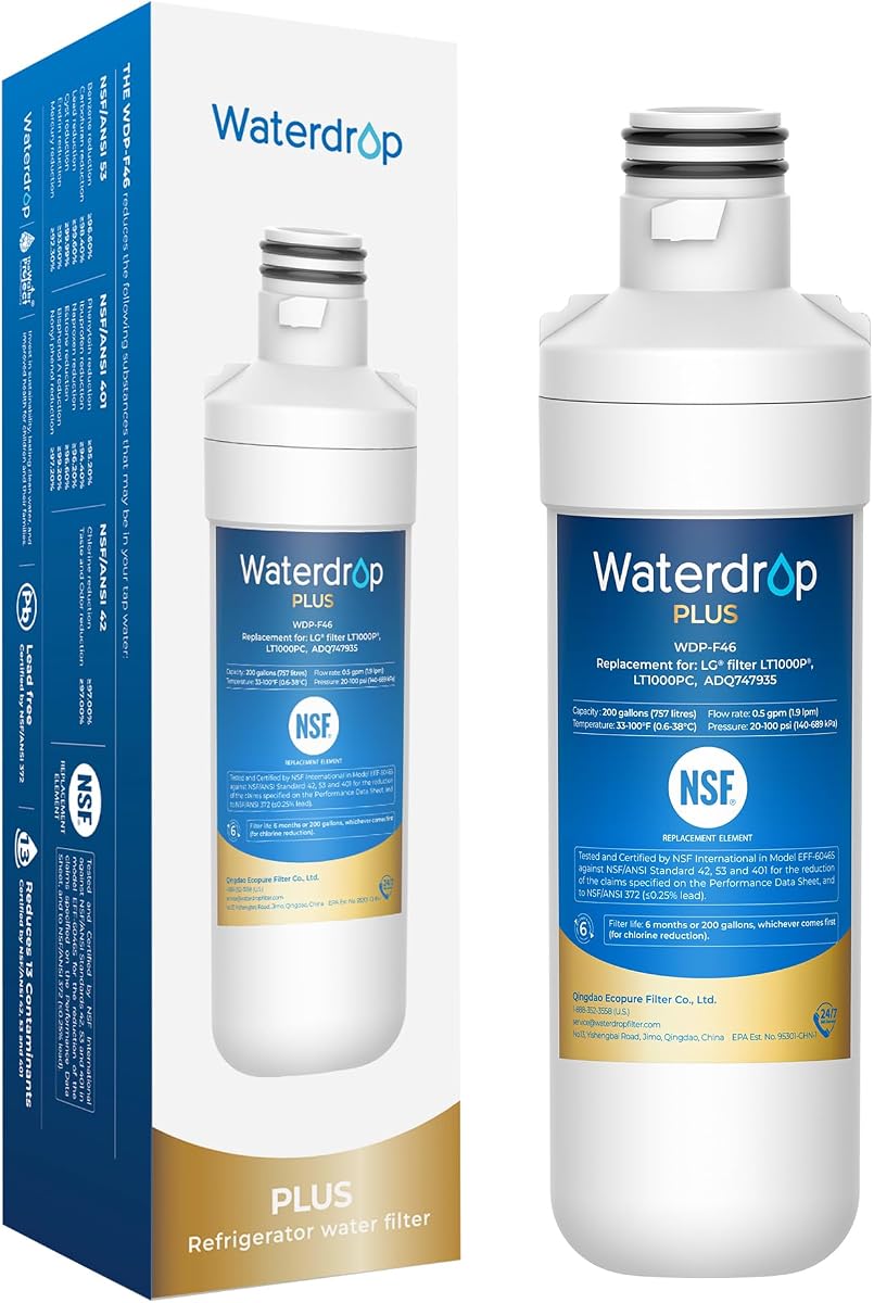 Waterdrop Plus LT1000PC ADQ747935 MDJ64844601 Refrigerator Water Filter
