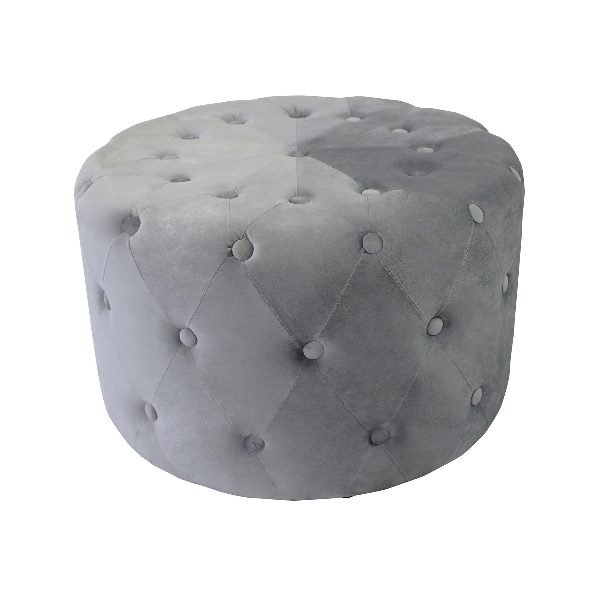 Pouf contenitore rotondo in velluto - PASCAL Grigio Scuro