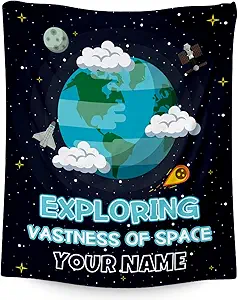 Custom Planet Blanket for Kids - Black Soft Fuzzy Throw Blanket Gifts - 40x50 Inches Cute Blankets for Couch, Sofa & Office