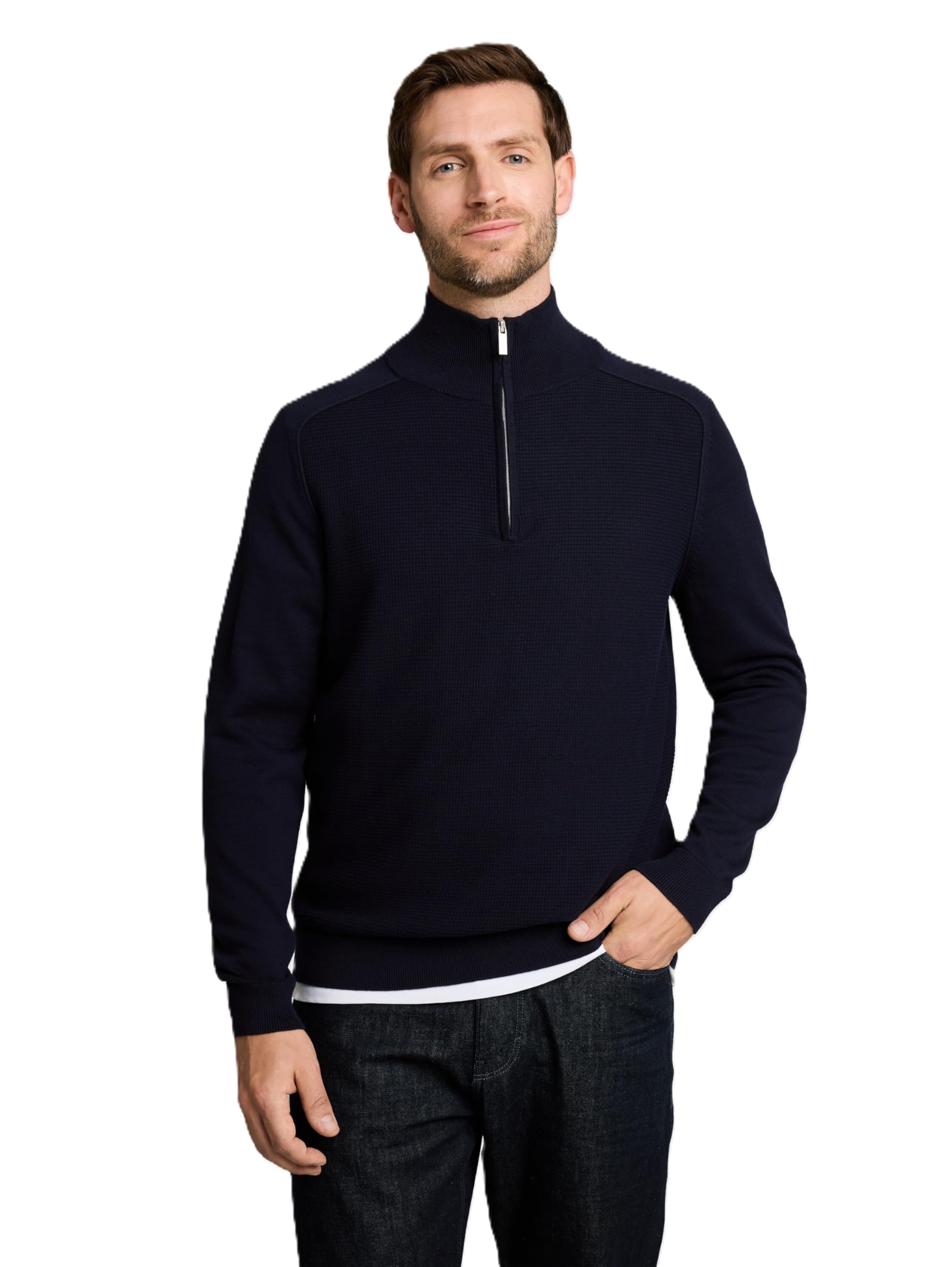 TOM TAILOR Herren Troyer Strickpullover
