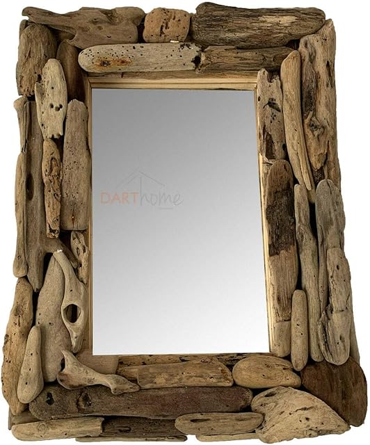Darthome Ltd Vintage Rustic Natural Driftwood Rectangle Frame Bathroom Wall Decor Mirror Gift 42cm