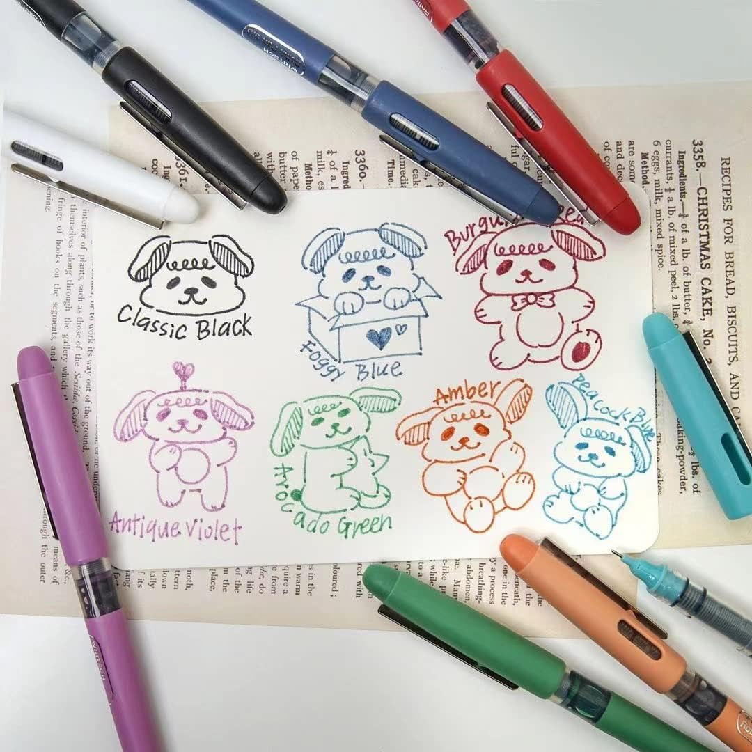 Writech Liquid Ink Rollerball Pens, 0.5mm Extra Fine Point Pens Smooth Writing Quick Dry Roller Pens 8 Assorted Colors for Journaling, Drawing & Sketching (Vintage) : Office Products