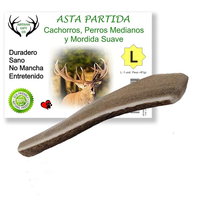 Asta de Ciervo Partida para Perro, Talla L, Peso min. Unidad 81gr