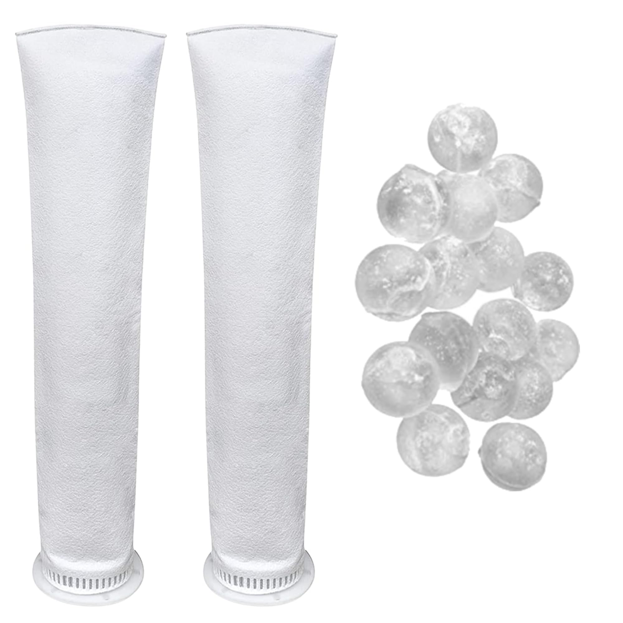 Purocell 2pcs Filter Bag for Water Tank with 20pcs Antiscalant Balls, 5 Micron Sediment Filter for Overhead Water Tank & 20 Inch Big Blue Housing | Reusable Cartridge for Sand, Dirt, Silt, Mud & Rust