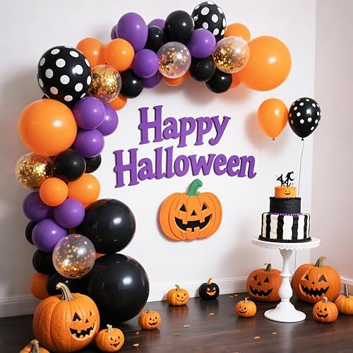 Miniatura 4 de Rubfac - Globos morados, 129 unidades, diferentes tamaños, 18, 12, 10 y 5 pulgadas para arco de guirnalda, látex, decoración de fiesta, cumpleaños