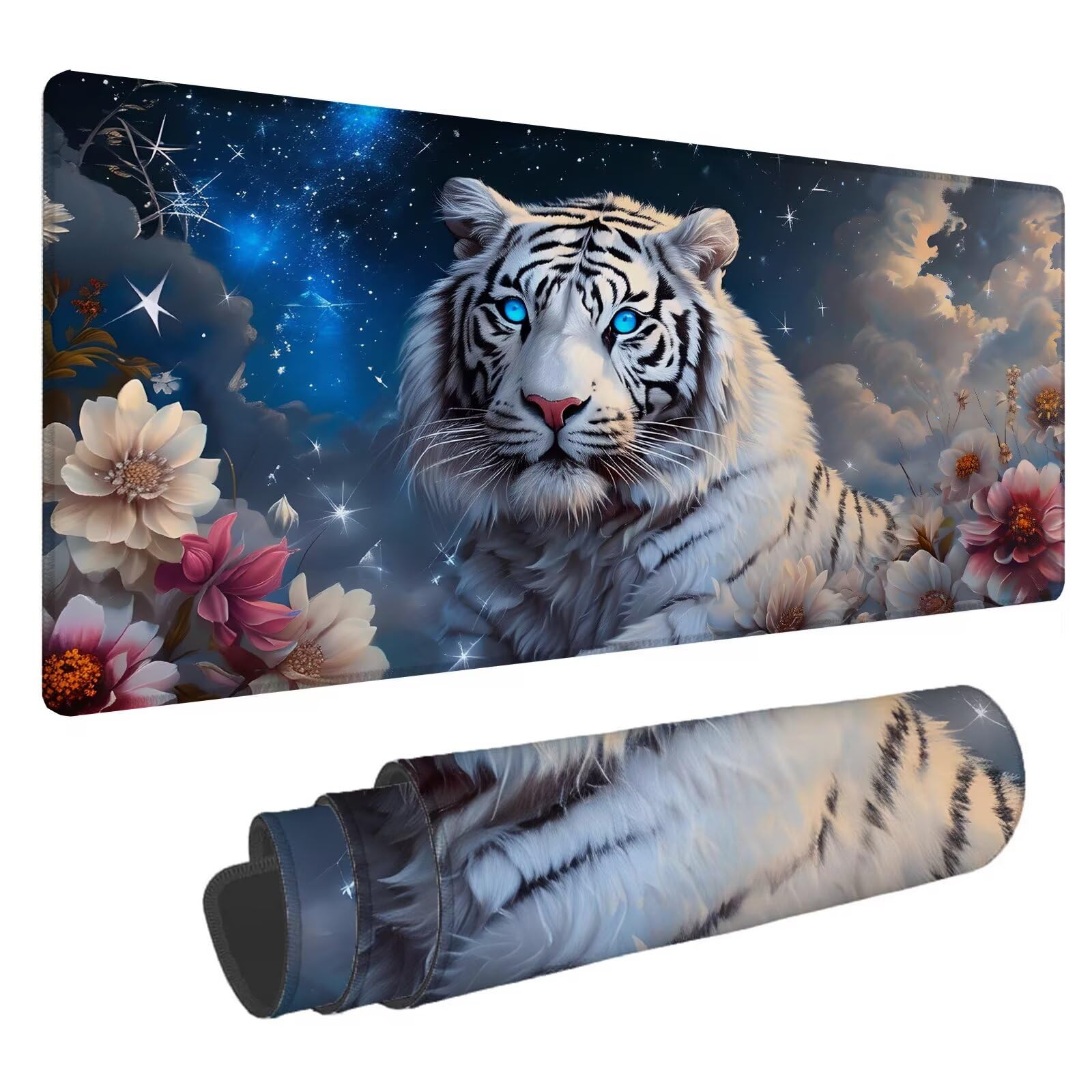 Podkładka pod mysz gwiaździste niebo XXL tygrys podkładka pod mysz 1500 x 800 x 4 mm podkładka pod mysz dla graczy, podkładka pod mysz do laptopa, podkładka pod mysz i klawiaturę A-19