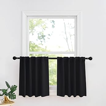 RYB HOME RV Camper Door Window Curtains -Blackout Privacy Curtains & Drapes for Bathroom Bedroom Kitchen Portable Travel Trailer Small Window Decor, W 34 x L 24, Teal, 2 Panels