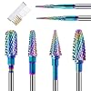 6PCS Nail Drill Bits Set with Cleaning Brush, 332 inch Professional Tungsten Carbide Nail Bits Cuticle Efile Nail Drill Bits, Remover Bits for Acrylic Gel Nail Tech Manicure Pedicure, Home Salon