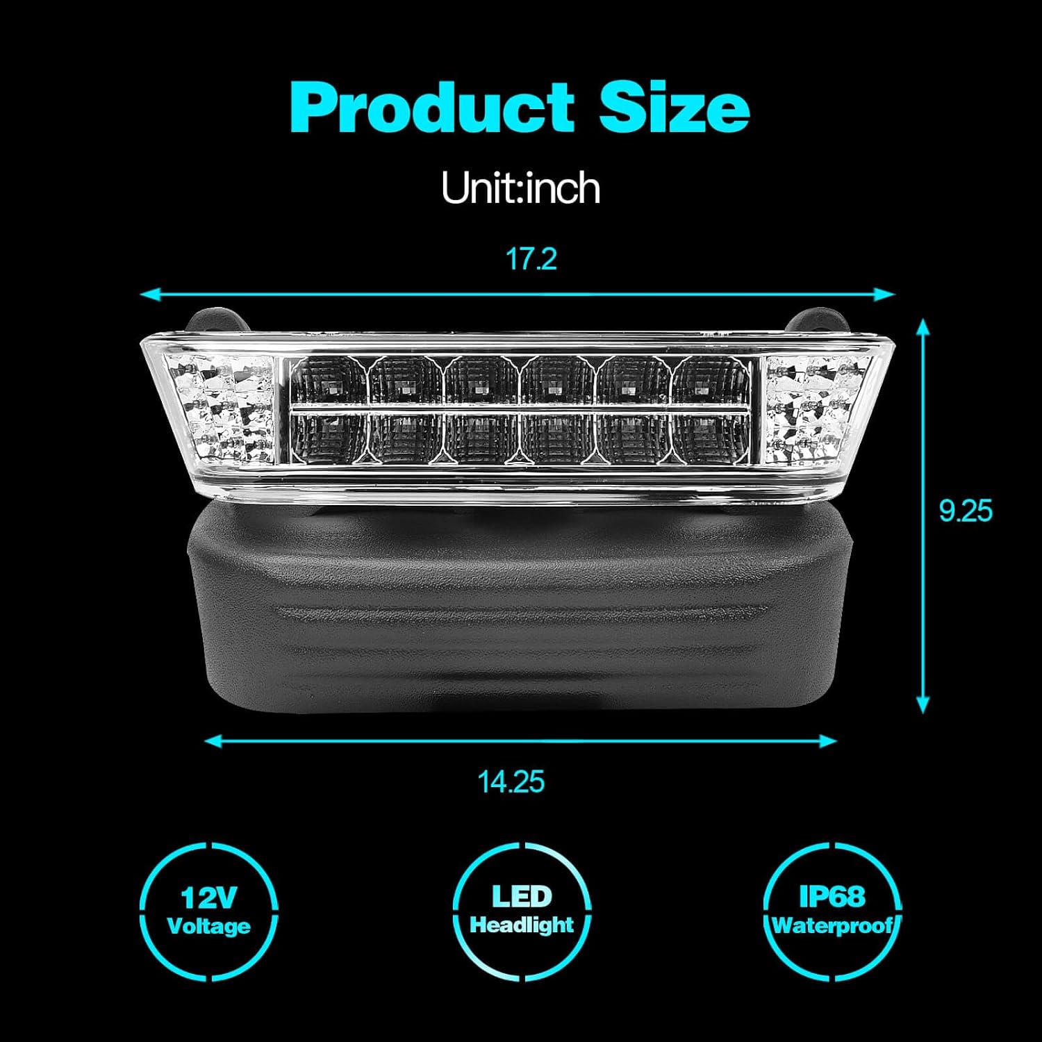 Golf Cart LED Head Light with Bumper Replacement for Club Car Precedent 2004-UP Electric Golf Carts Front Replace Head Light 12V