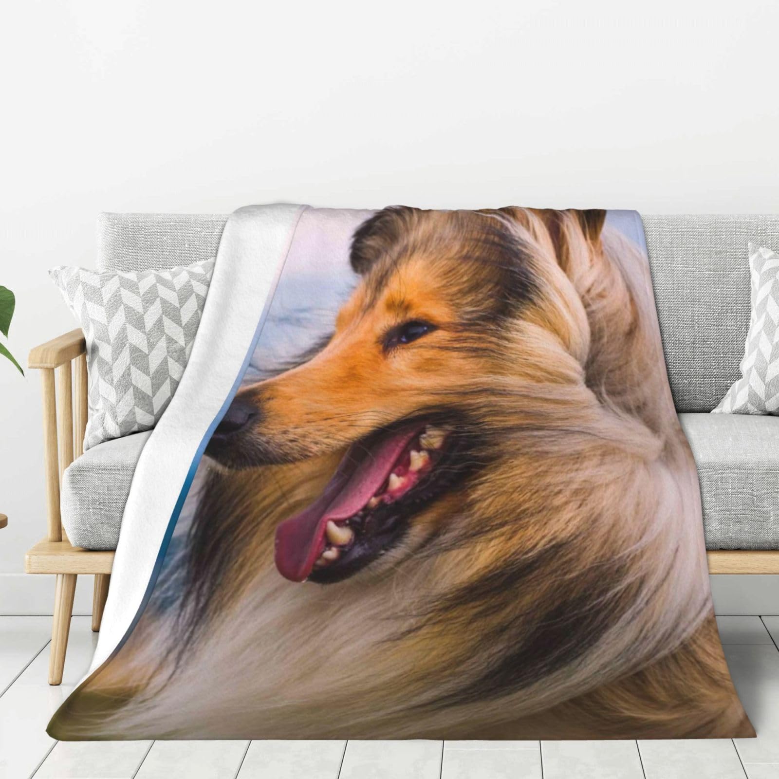 Lfeartesa As Shown Throw Couch And Armchair, Bedspreads, Travel Blanket Throw Blankets For Sofas Bed, Beautiful Rough Collie,60"X50"