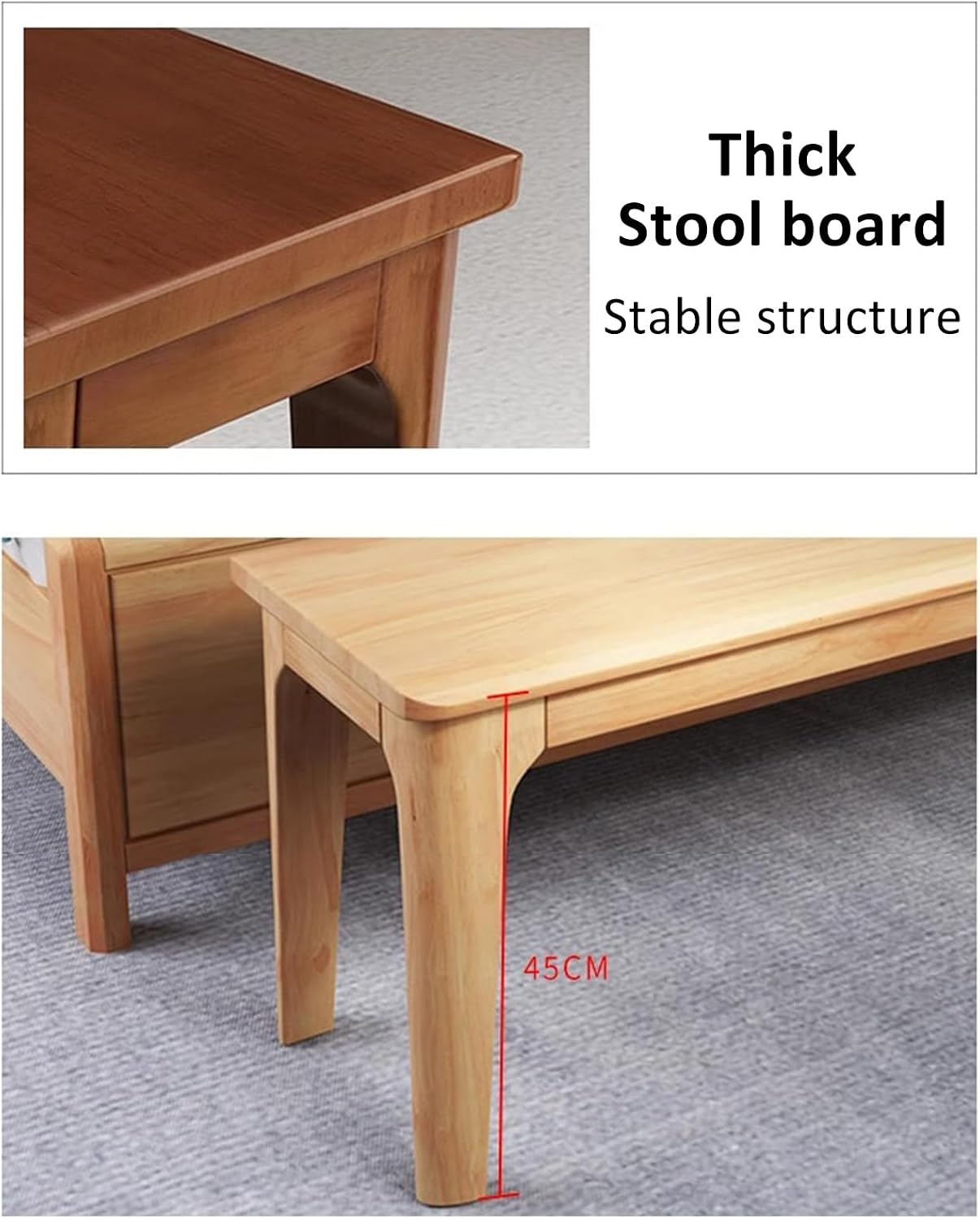 Wooden Entryway Bench Hallway Bench Entryway Bench for Dining Room Table with Armless Design and Short Height Solid Wood Shoe Bench Entryway Benches(Walnut,39.37x11.81x17.72in)