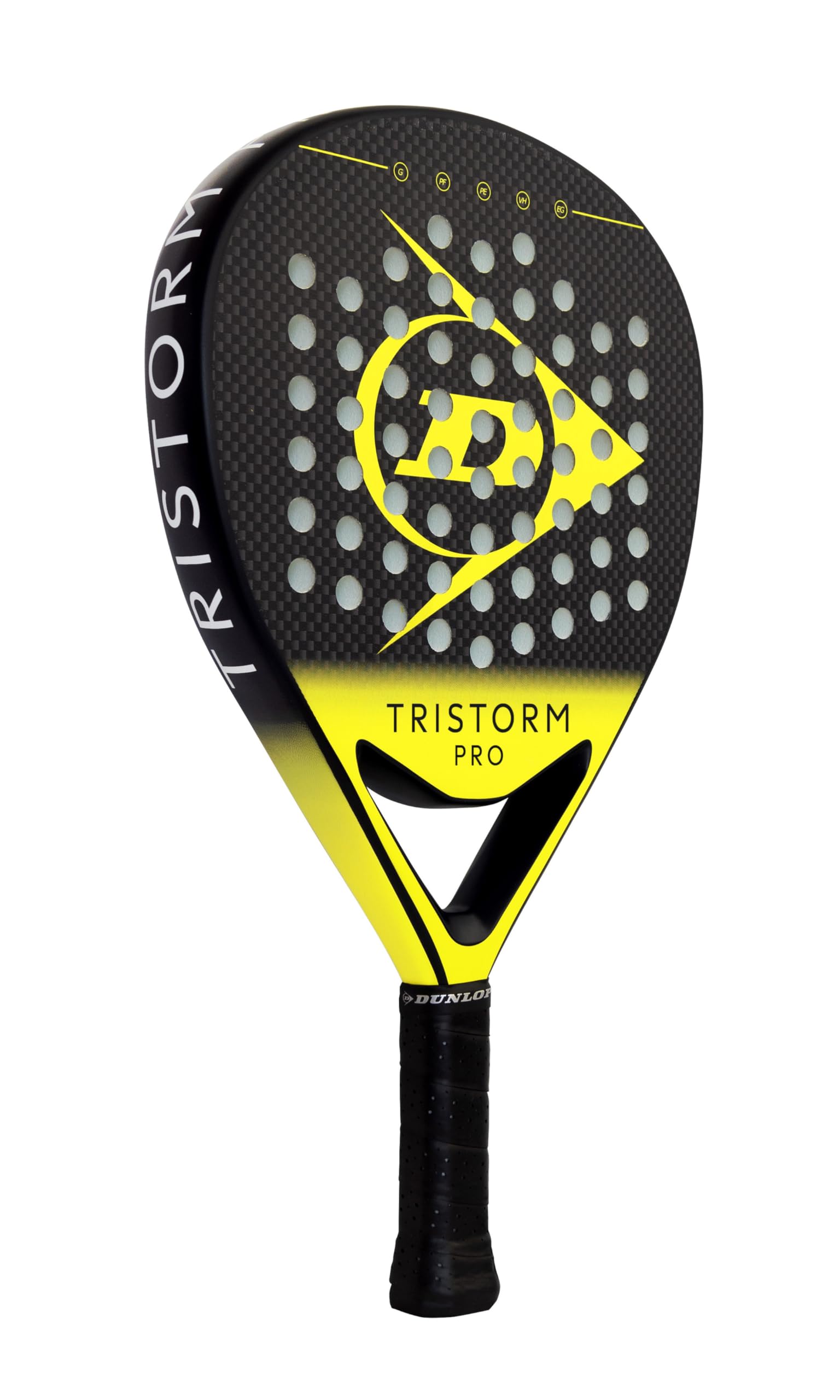 DUNLOP Tristorm Racchetta da Padel – Forma a Diamante, Telaio in Grafite – Tecnologia Power Frame – Finitura Extra Grip e Nucleo EVA Soft – Potenza e Controllo dello Spin