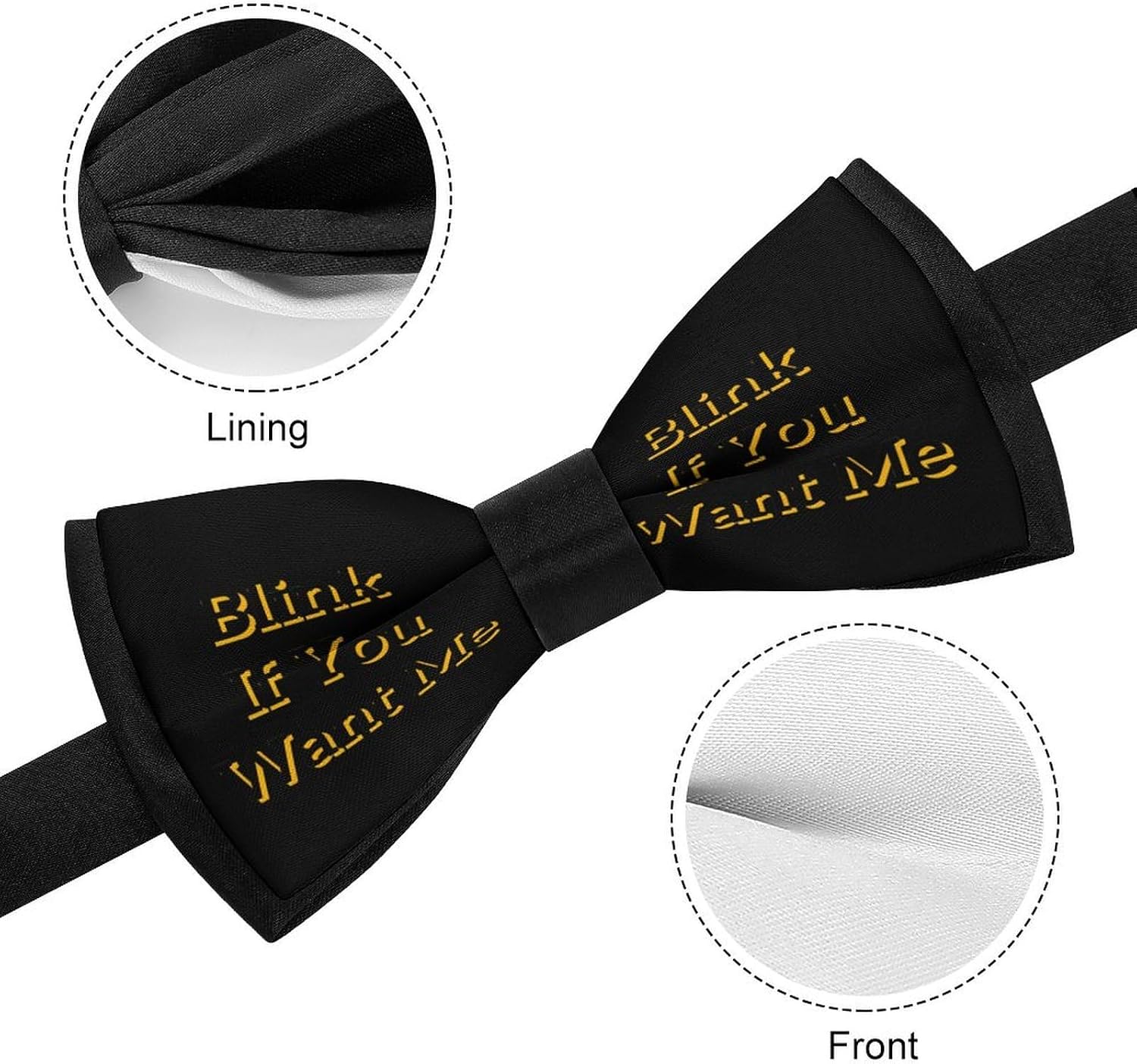 Blink If You Want Me Novelty Men's Bow Tie Pre-tied Adjustable Bowtie Accessories for Wedding Party