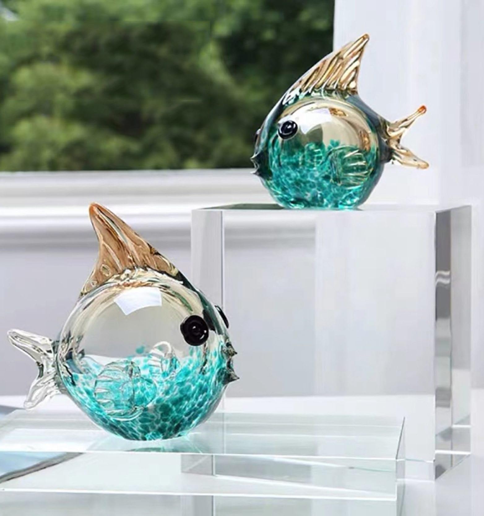 Amazon.co.jp: 魚 動物 置物 クリスタルガラスの魚 おしゃれ 北欧