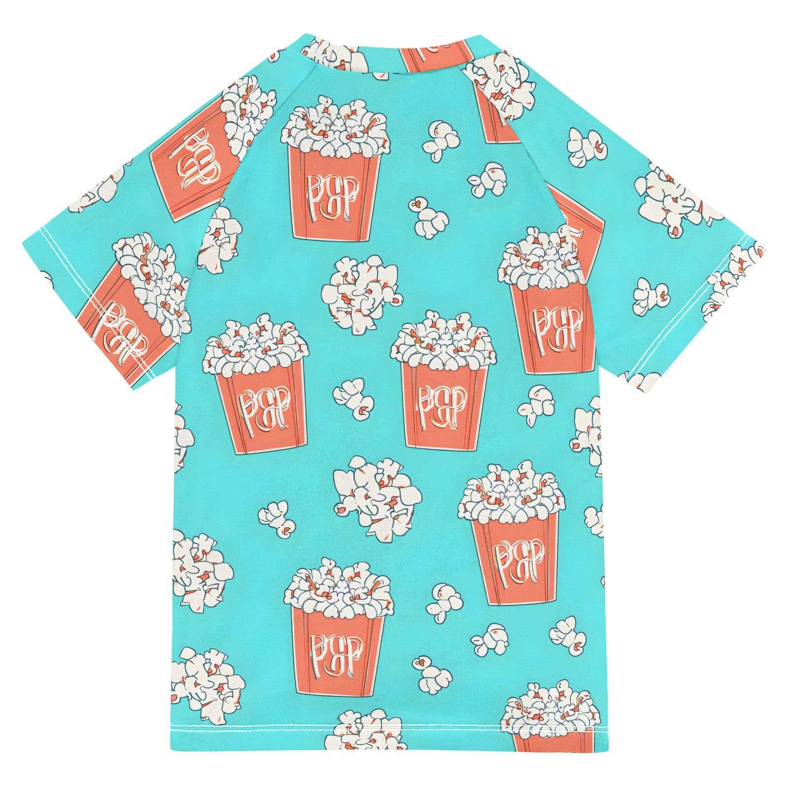 ALAZA Kids Rash Guard Boys Toddler Swim Shirts Short Sleeve Popcorn UPF 50+ 3T