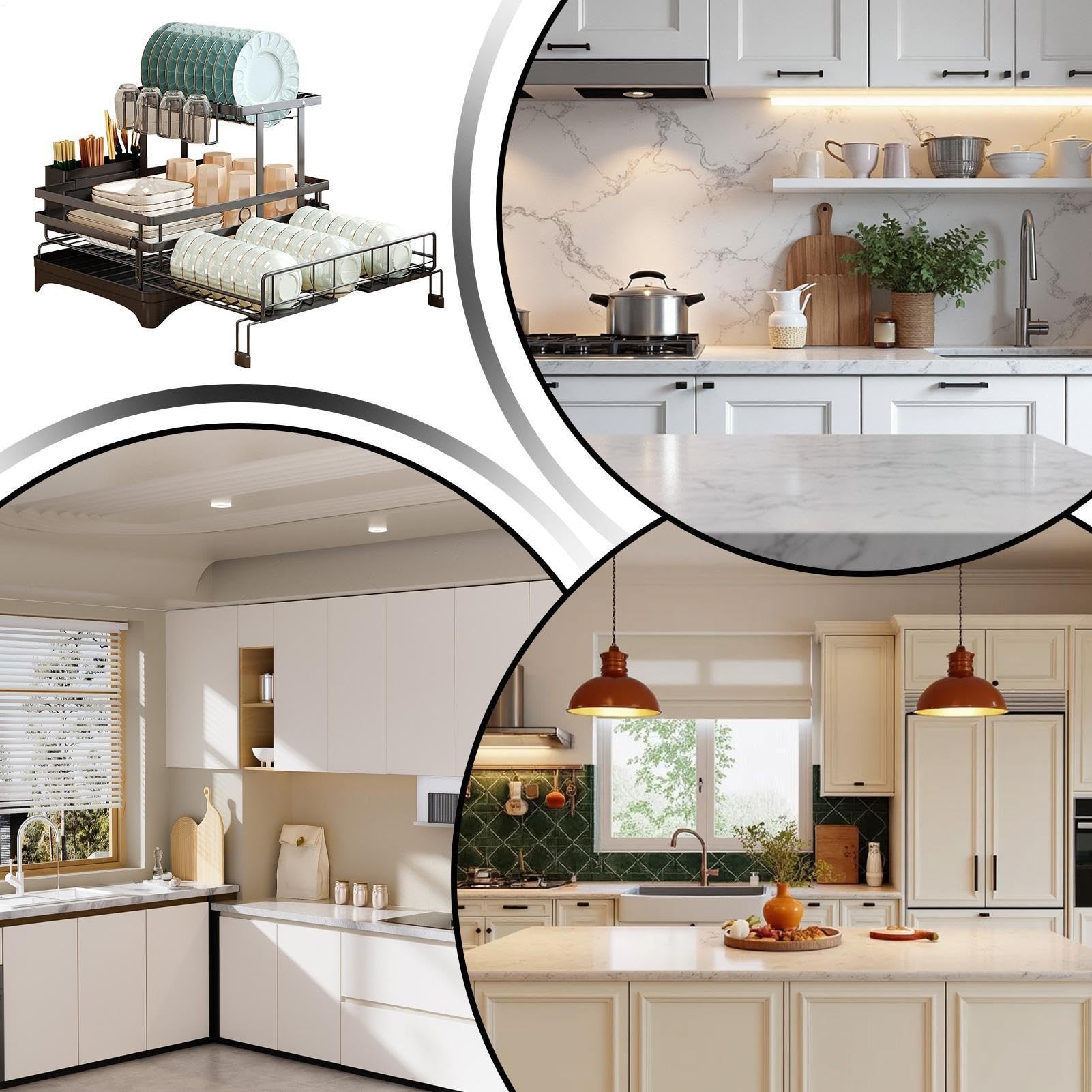 de gran capacidad con soporte para utensilios para fregadero y | Escurridor de cocina, accesorio para platos, cuencos, cubiertos, cuchara, tenedor, hogar